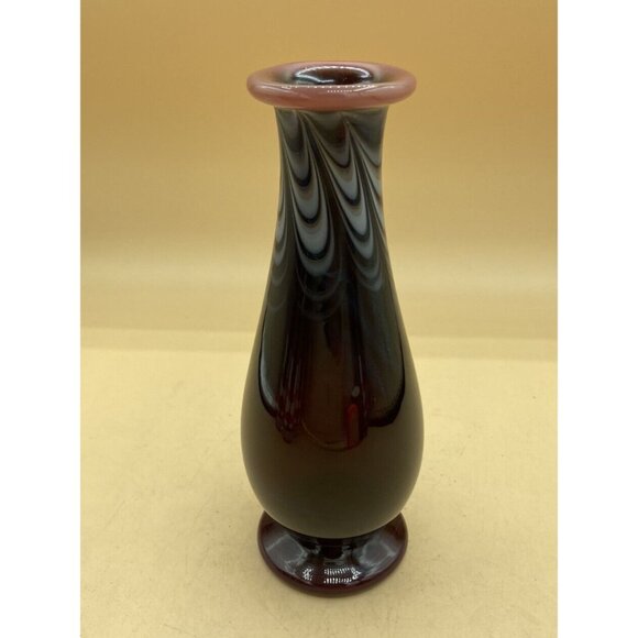 Alder House Oregon Buzz Williams Art Glass 8” Vase Red Signed 1980 Hand Blown - Picture 2 of 10
